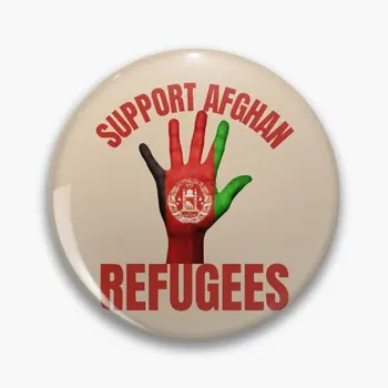 תמיכה אפגניסטן פליטים טקסט אדום Afgha רך כפתור Pin צווארון כובע סיכה יצירתי תג מתכת מצחיק תכשיטים עיצוב מתנה לנשים