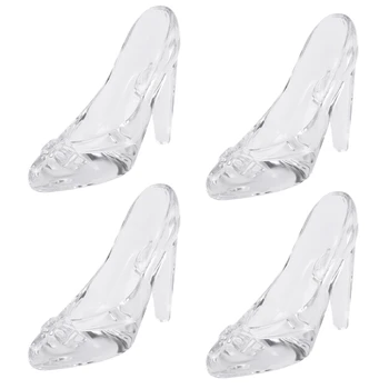 4X קריסטל נעלי זכוכית, מתנת יום הולדת עיצוב הבית סינדרלה נעליים עם עקבים גבוהים נעלי חתונה פסלונים מיניאטוריים קישוט