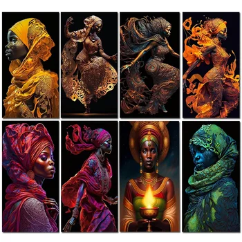 ריקוד אפריקאי נשים גדולות 5D DIY יהלום ציור מכירה מלא עגול תרגיל רקמה לחצות סטיץ ריינסטון תמונה דיוקן Z57