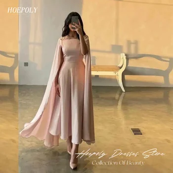 Hoepoly סאטן קו A-O-צוואר לפרוע הערבי נשף שמלת קרסול-אורך הסעודית אלגנטי ערב רשמי שמלה למסיבת לנשים 2023