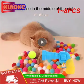 1~8PCS חתול מצחיק אינטראקטיבי טיזר עם קטיפה כדור אימון צעצוע יצירתי גורים מיני פונפונים משחקים צעצועים חיות מחמד אספקה הצעצועים.