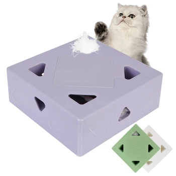 אינטראקטיבי חשמלי חתול צעצוע אוטומטי חתול נוצה צעצוע מתגרה החתול המשחק מקל Sqaure הקסמים Selfplay תרגיל צעצועים לחתול