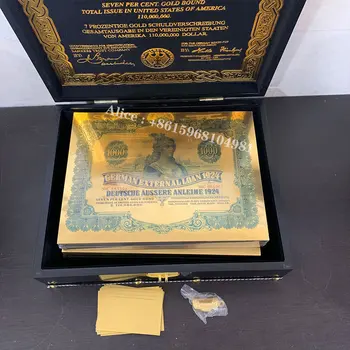 2 קופסה (כל 400 יח') גרמנית 1924 רדיד זהב שטרות $1000 בונד המספר הסידורי אוסף גבי הקופסה אספנות קישוט הבית