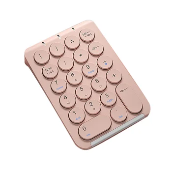 אלחוטית כרית מספר Bluetooth, עם לוח מקשים נומרי סיבוב Keycaps Numpad 22 המפתחות נטענת מספר מקלדת(ורוד)