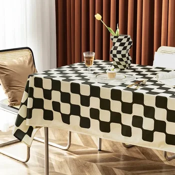תוספות הגיוני מפת שולחן רטרו משבצות לוח השחמט מלבני שולחן האוכל בד תה שולחן מפת שולחן פיקניק בד רחיץ I6A3245