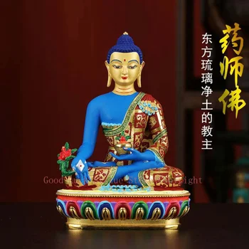 הבודהיזם ציון גבוה טוב נפאל צבע ציור רוקח ודו בודהה נחושת פסל בודהה בבית המקדש הגנה יעילה