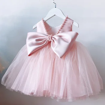 פעוטות, ילדים גדולים קשת שמלת נסיכה הרך הנולד 1 יום הולדת ההטבלה חצאית שמלת תינוק חמוד בנות בגדים שמלות קיץ.